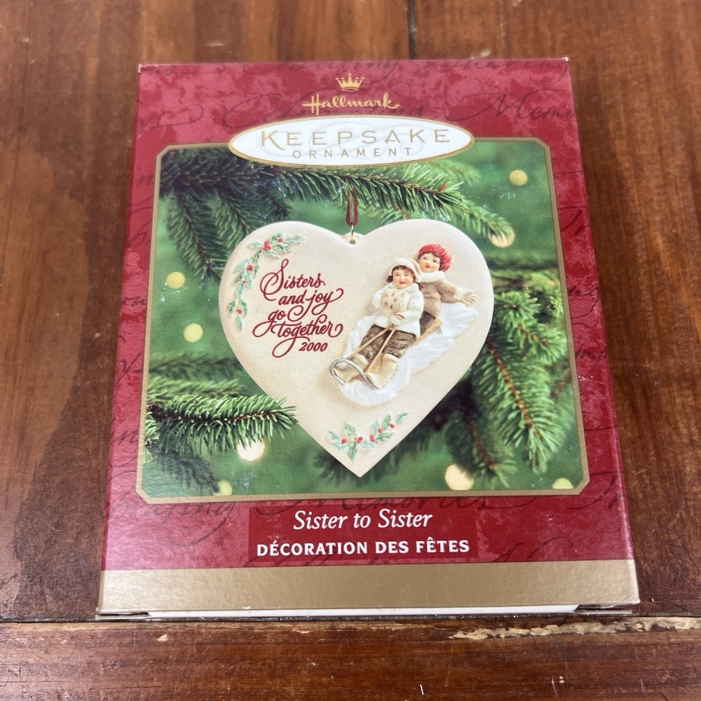 Vintage Hallmark 2000 Keepsake Porcelain Christmas Ornament Sister to Sister